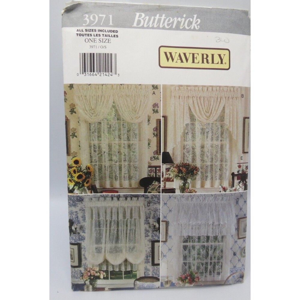 Butterick 3971 Lace Window Treatments 1990s Waverly Curtains Valances